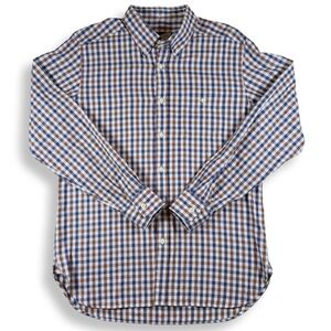Onward Reserve Reserve Label Blue Brown Gingham Cotton Button Down Shirt Mens L